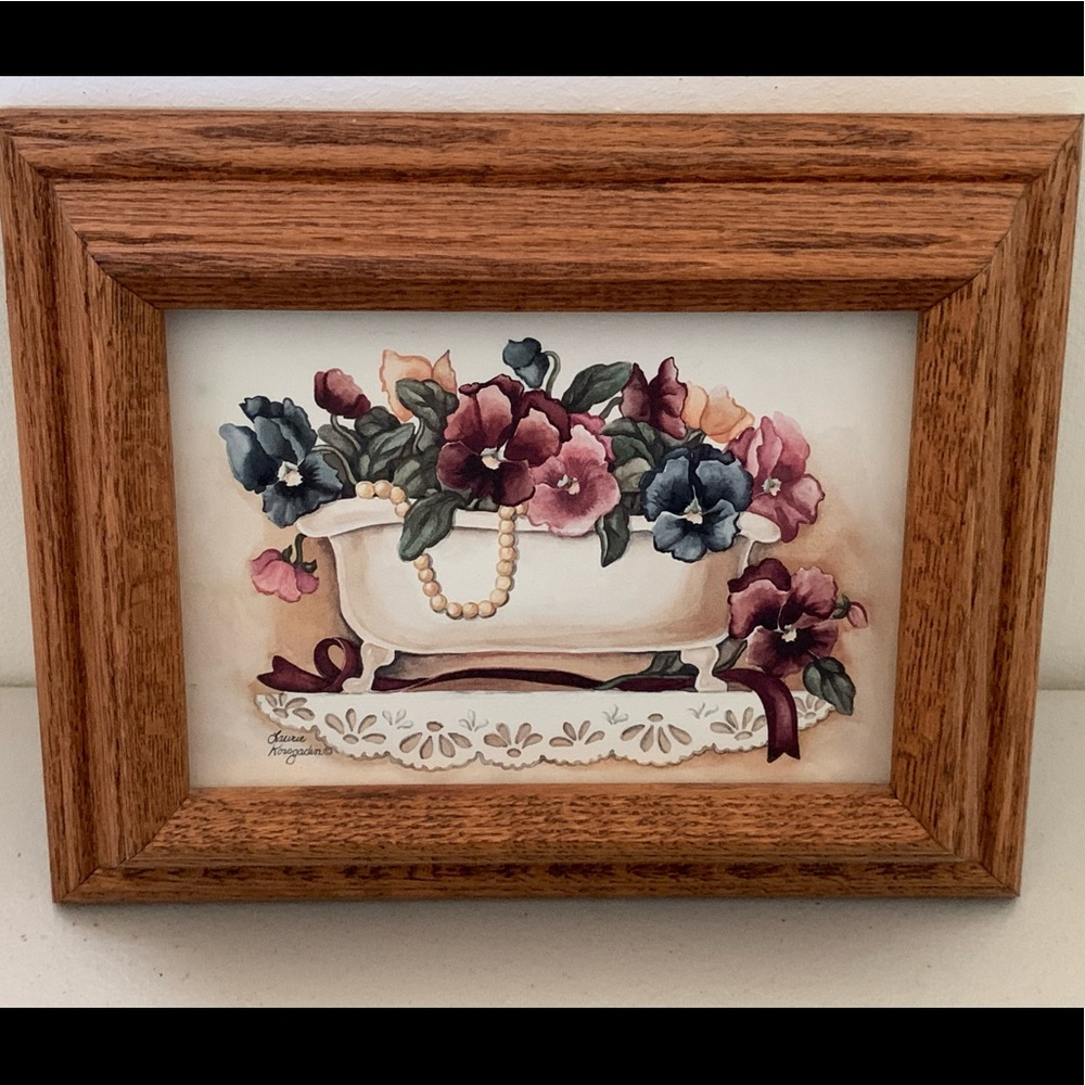 Laurie Korsgaden Print Vintage Bathtub Flowers #1